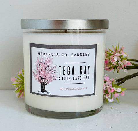 12 oz Clear Glass Jar Candle -  Tega Cay Spring Peach Tree
