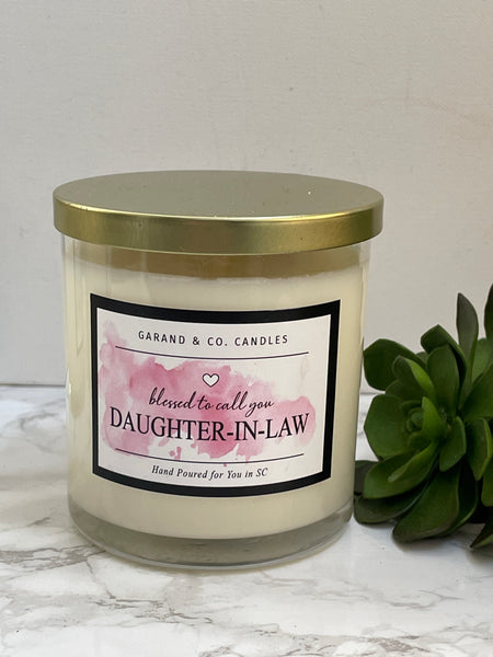 12 oz Clear Glass Jar Candle -  Blessed to Call You Daughter-In-Law