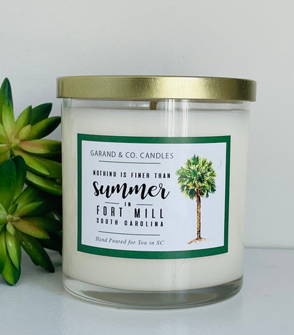 12 oz Clear Glass Jar Candle - Nothing is Finer than Summer in Fort Mill South Carolina Palm