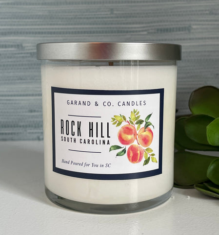 12 oz Clear Glass Jar Candle - Rock Hill, SC Peaches