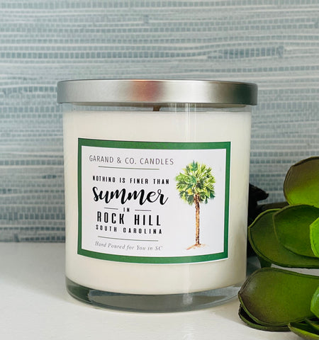 12 oz Clear Glass Jar Candle - Nothing is Finer than Summer in Rock Hill, South Carolina Palm
