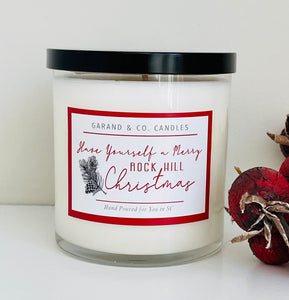 12 oz Clear Glass Jar Candle -  Have Yourself A Merry Rock Hill Christmas