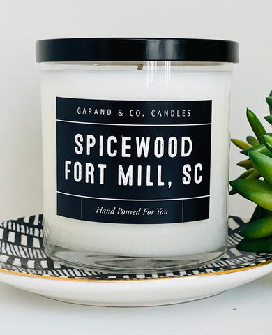 12 oz Clear Glass Jar Candle - Spicewood Fort Mill SC