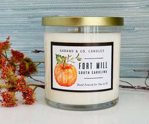 12 oz Clear Glass Jar Candle -  Fort Mill, SC Pumpkin