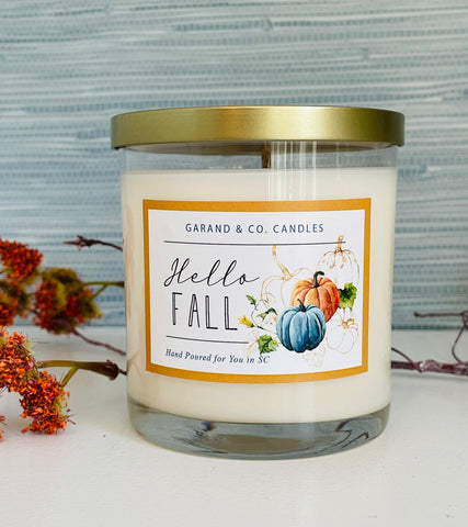 12 oz Clear Glass Jar Candle - Hello Fall