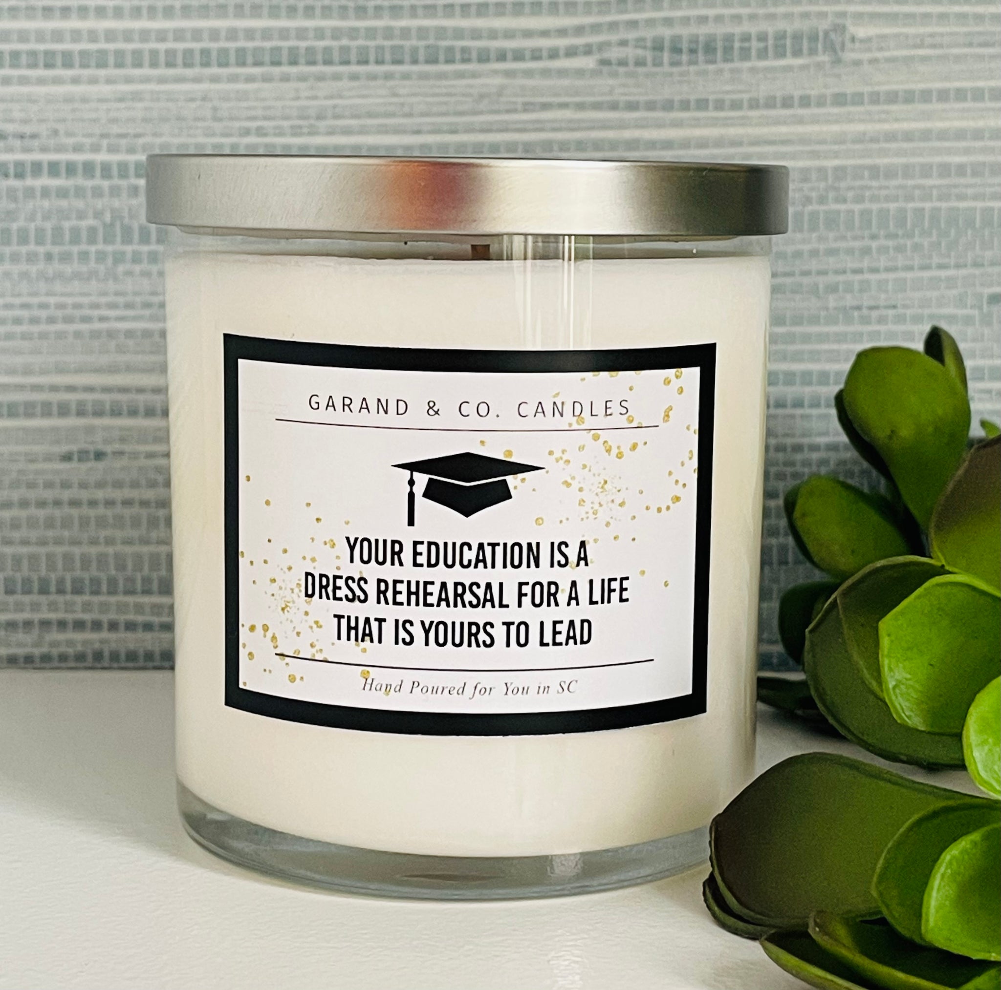 12 oz Clear Glass Jar Candle -  Your Education Graduation