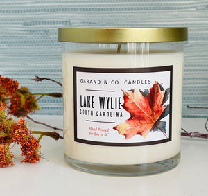 12 oz Clear Glass Jar Candle -  Lake Wylie, SC Fall Leaves