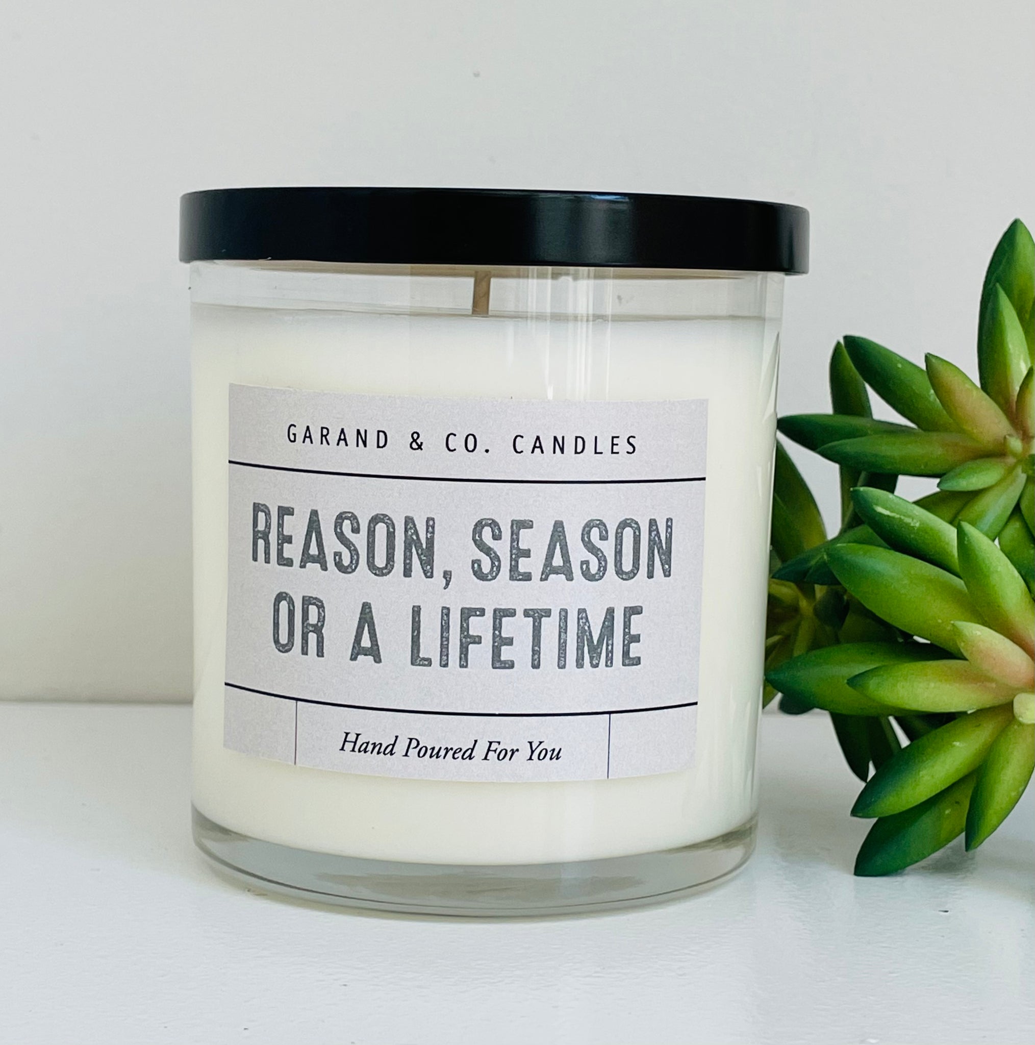 12 oz Clear Glass Jar Candle -  Reason, Season, Lifetime