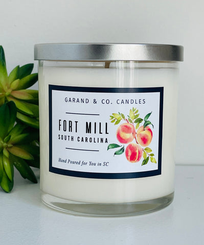 12 oz Clear Glass Jar Candle - Fort Mill, SC Peaches