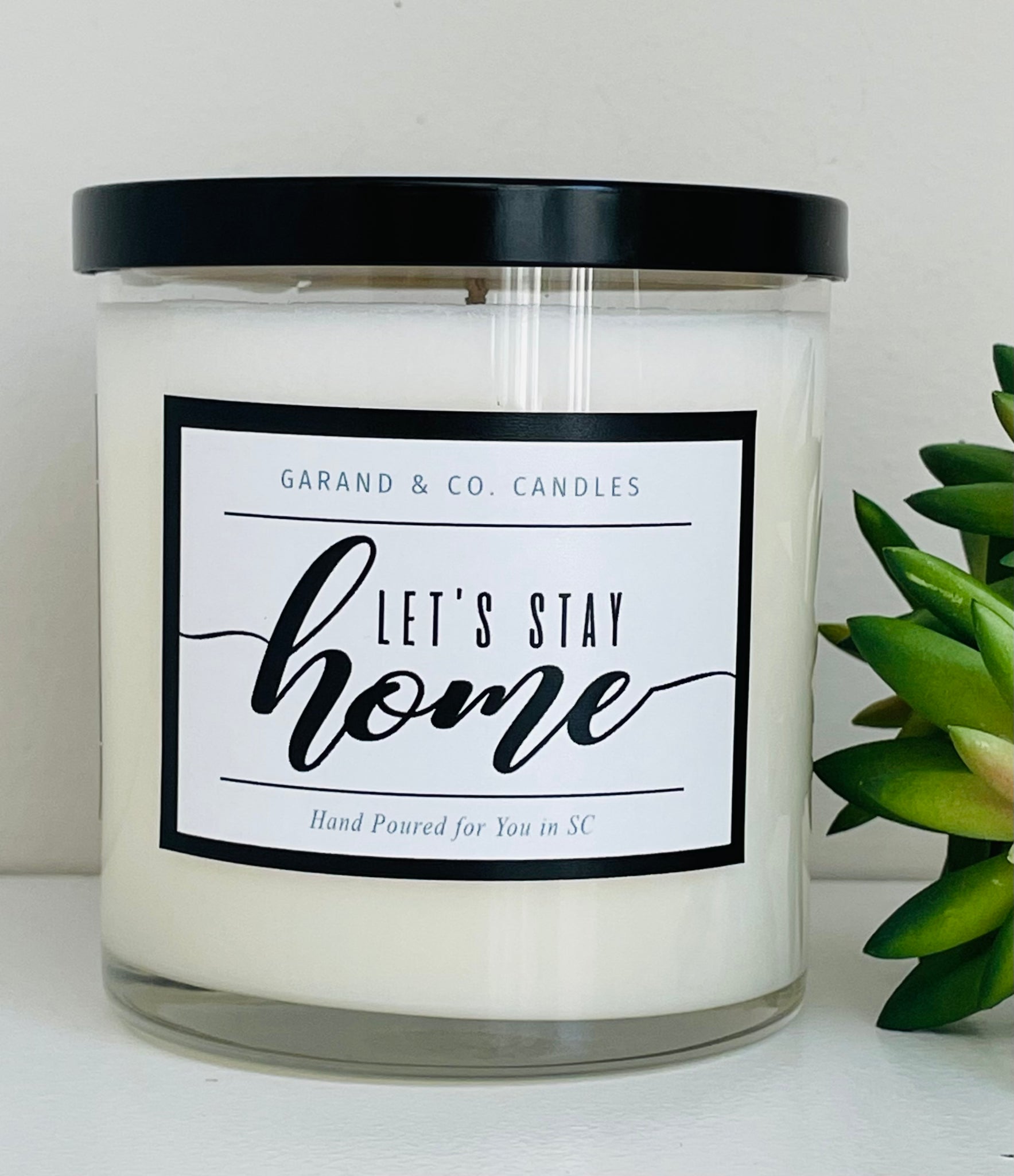 12 oz Clear Glass Jar Candle - Let’s Stay Home