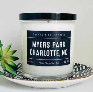 12 oz Clear Glass Jar Candle - Myers Park Charlotte, NC