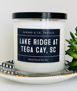 12 oz Clear Glass Jar Candle - Lake Ridge Tega Cay