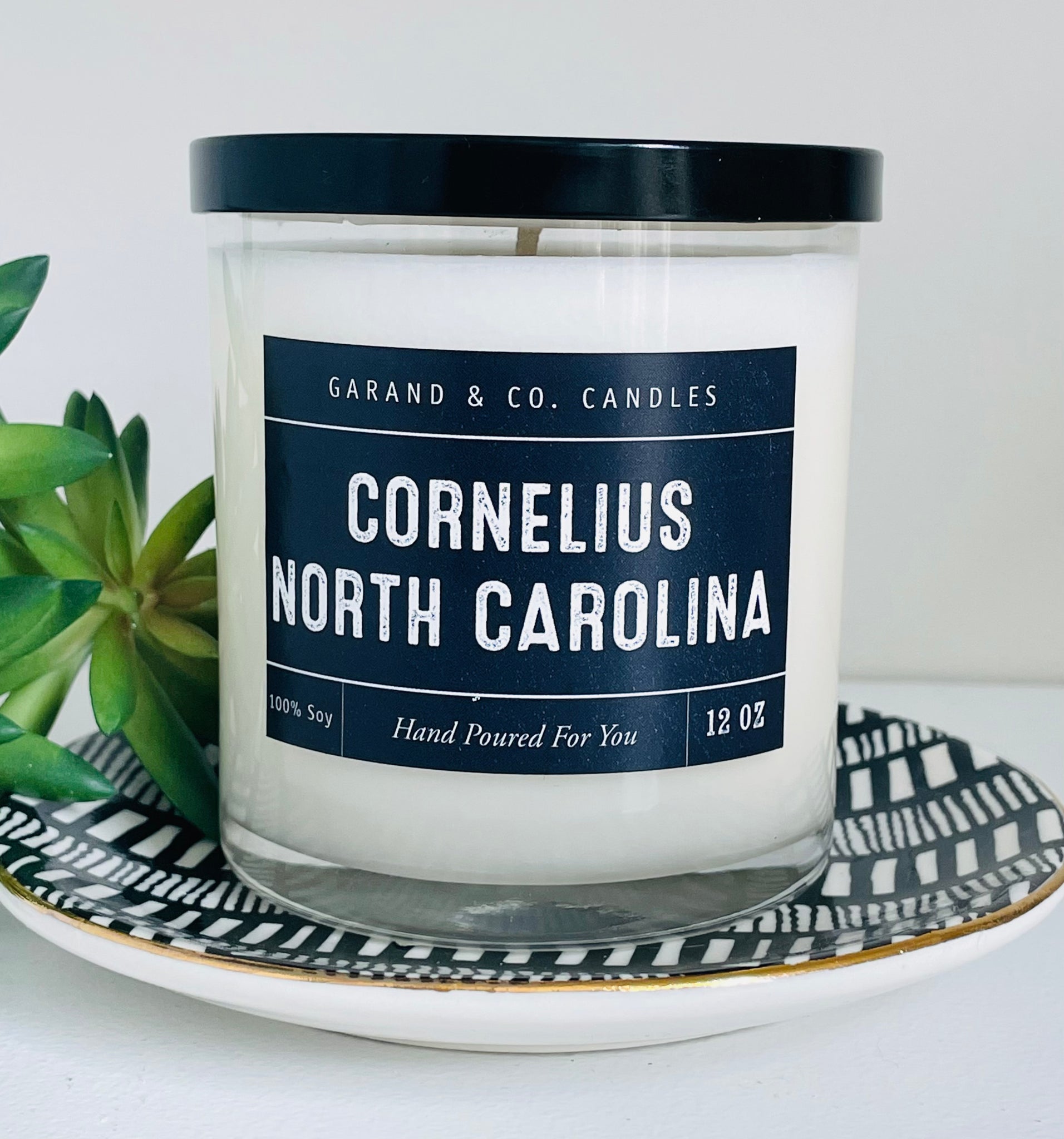 12 oz Clear Glass Jar Candle - Cornelius, North Carolina