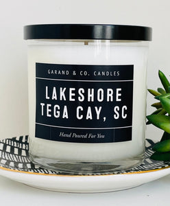 12 oz Clear Glass Jar Candle - Lakeshore Tega Cay, SC