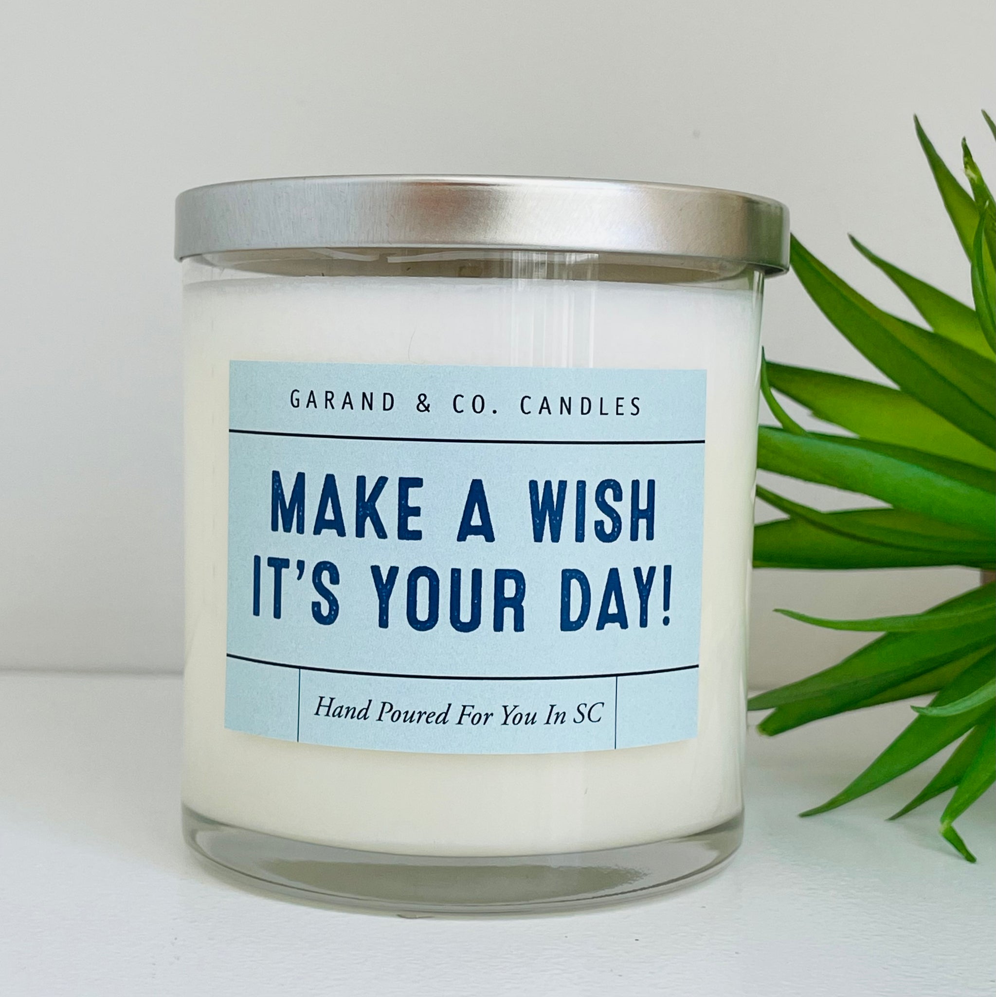 12 oz Clear Glass Jar Candle - Make A Wish It’s Your Day!