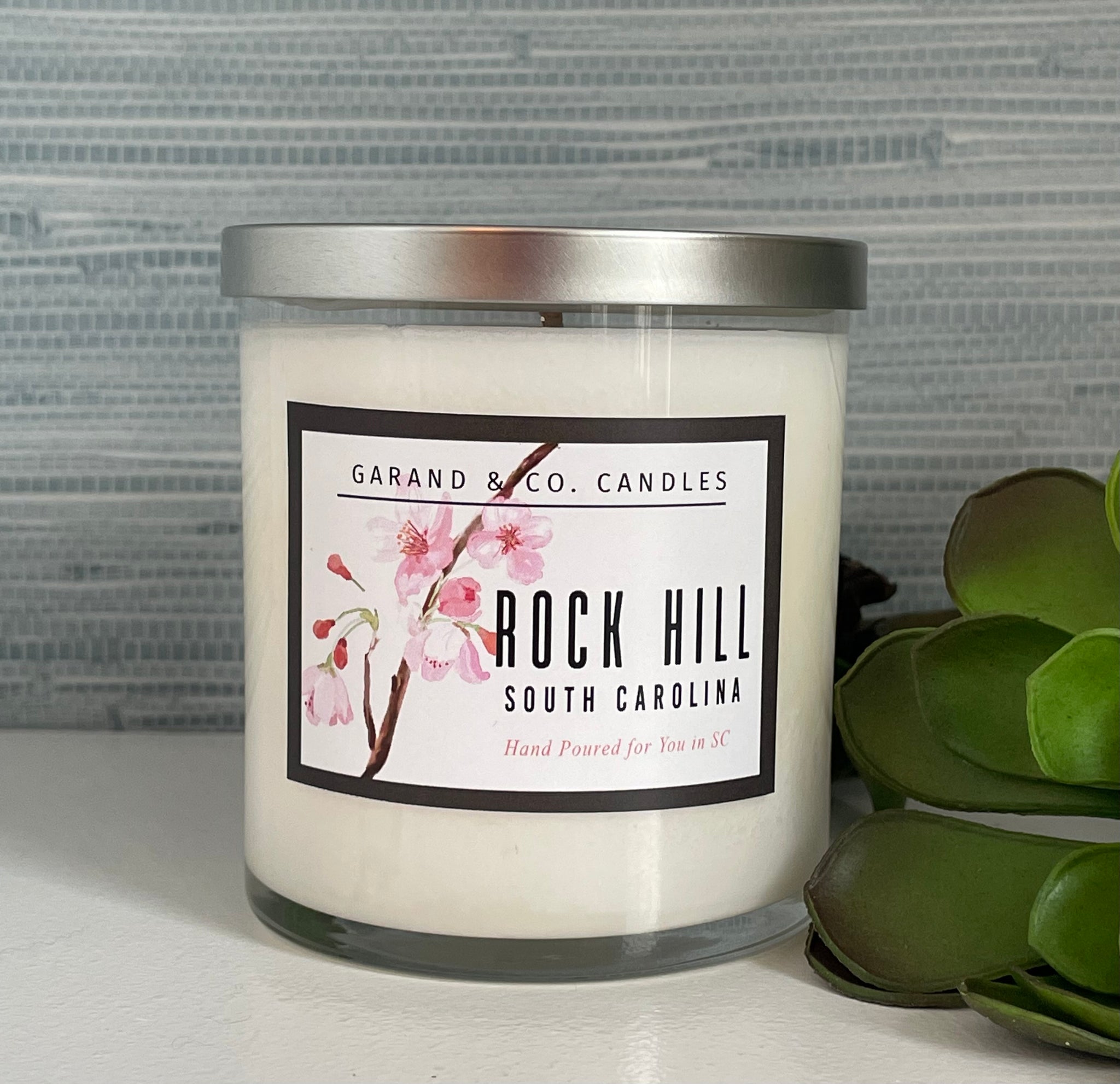 12 oz Clear Glass Jar Candle -  Rock Hill Spring Peach Blossoms