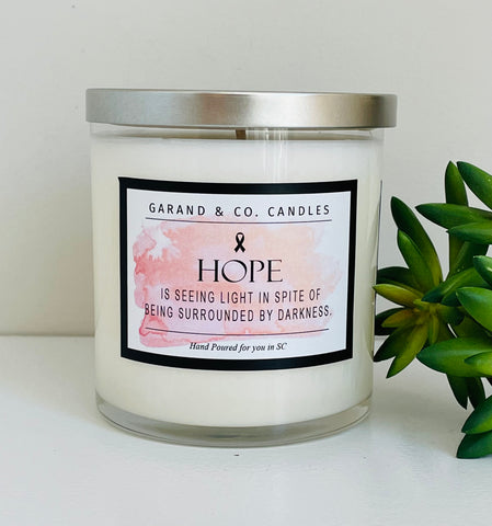 12 oz Clear Glass Jar Candle -  HOPE Is Seeing Light In Spite Of Being Surrounded By Darkness