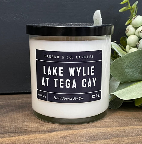 12 oz Clear Glass Jar Candle - Lake Wylie at Tega Cay
