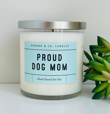 12 oz Clear Glass Jar Candle - Proud Dog Mom