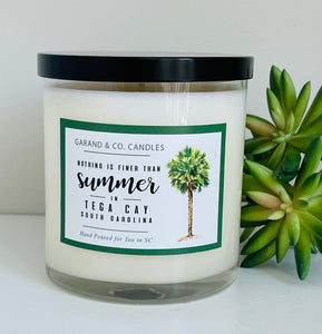 12 oz Clear Glass Jar Candle - Nothing is Finer than Summer in Tega Cay South Carolina Palm