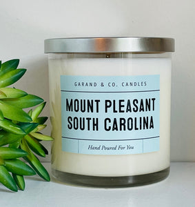 12 oz Clear Glass Jar Candle - Mount Pleasant, South Carolina Light Blue