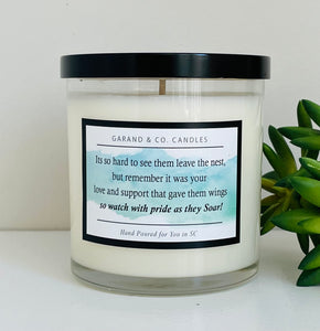 12 oz Clear Glass Jar Candle -  Child Leaving the Nest