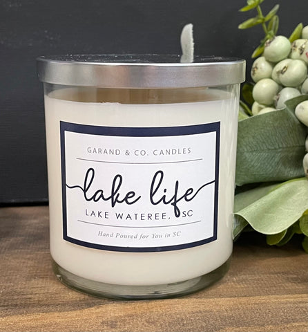 12 oz Clear Glass Jar Candle - Lake Life Lake Wateree