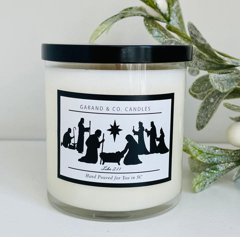 12 oz Clear Glass Jar Candle -  Nativity