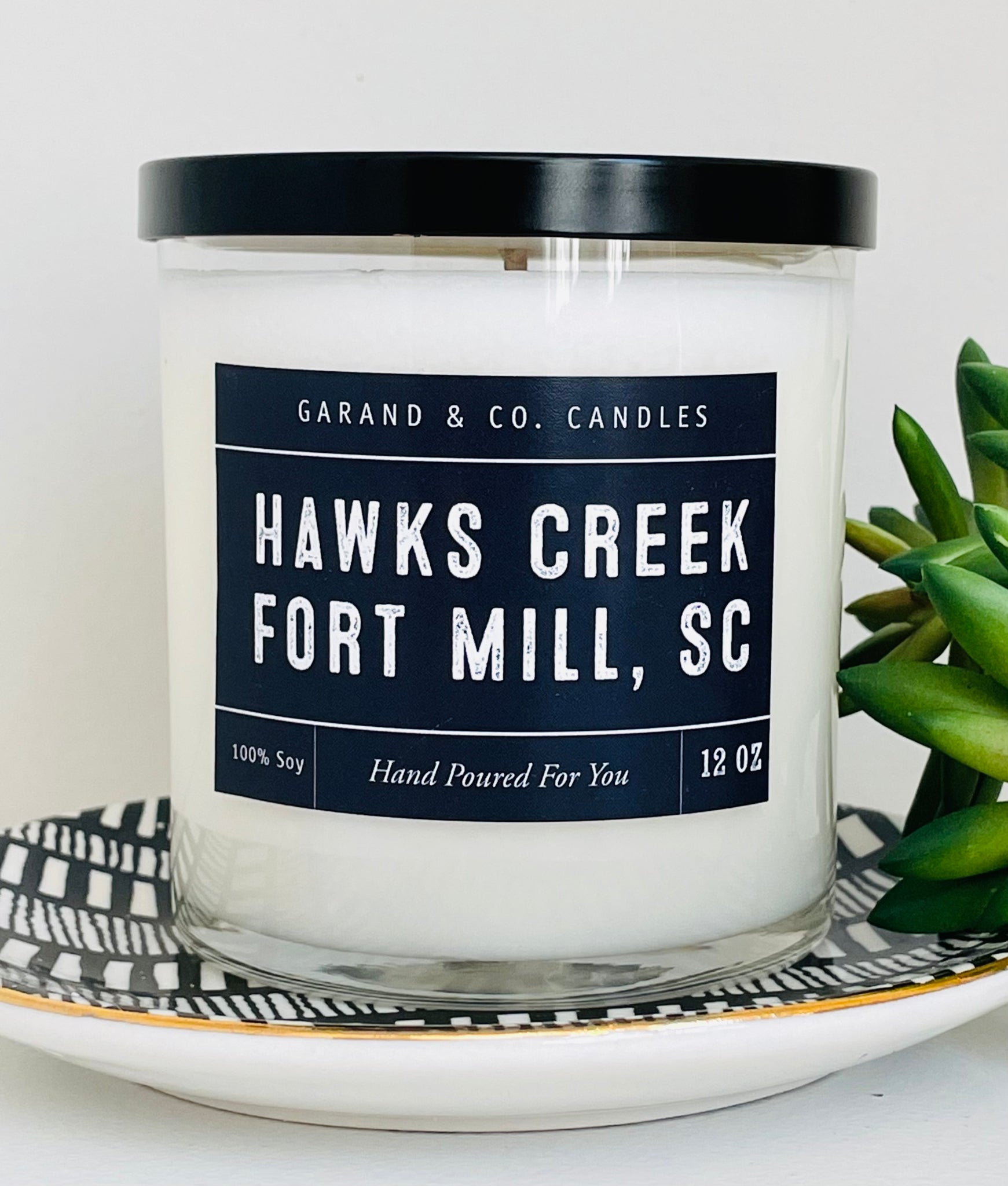 12 oz Clear Glass Jar Candle - Hawks Creek Fort Mill, SC
