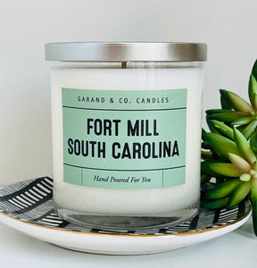 12 oz Clear Glass Jar Candle - Fort Mill SC Green