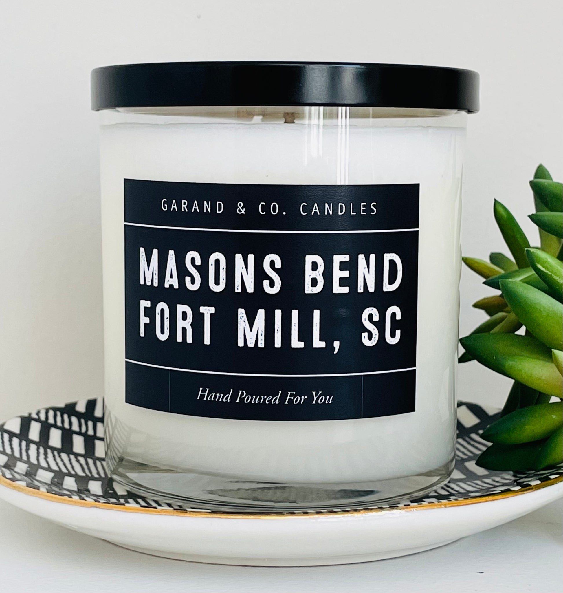 12 oz Clear Glass Jar Candle - Mason's Bend, Fort Mill, SC