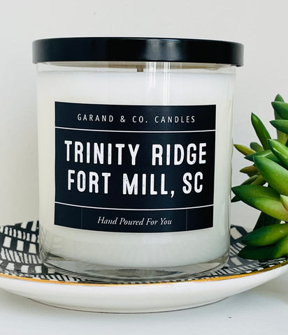 12 oz Clear Glass Jar Candle - Trinity Ridge - Fort Mill, SC