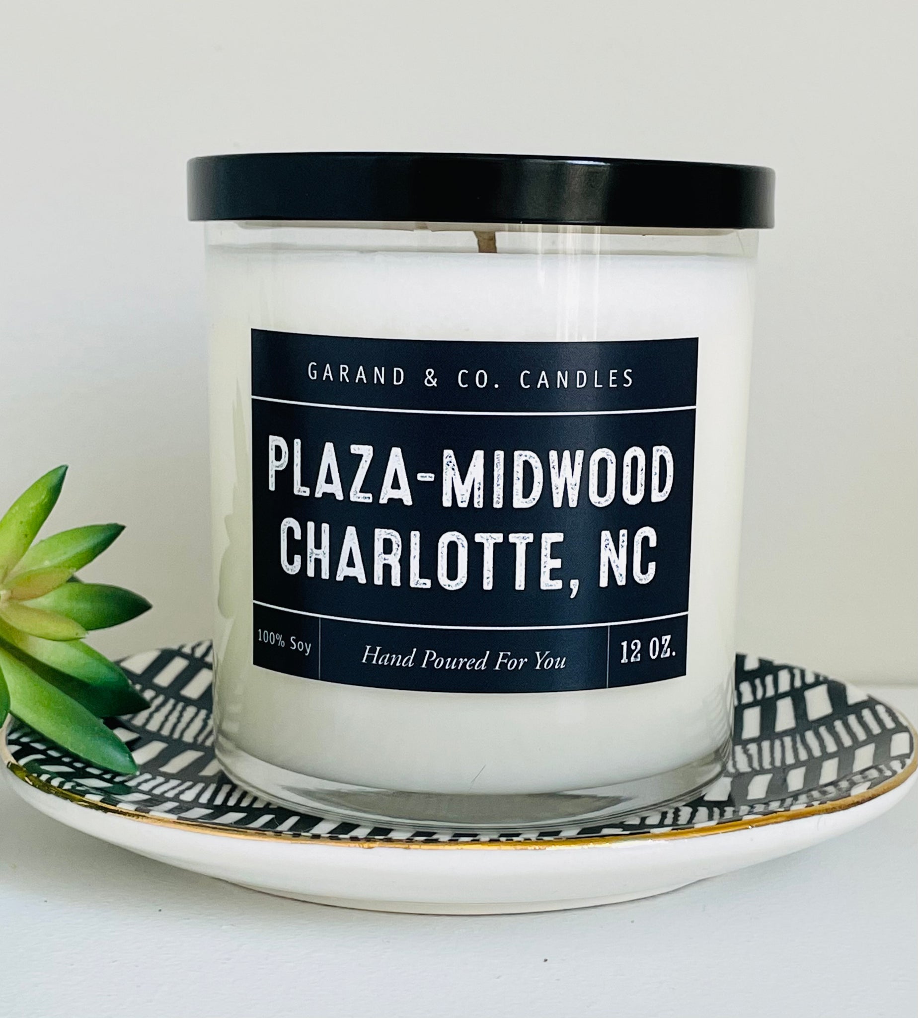 12 oz Clear Glass Jar Candle - Plaza - Midwood Charlotte, NC