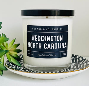 12 oz Clear Glass Jar Candle - Weddington, North Carolina