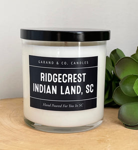 12 oz Clear Glass Jar Candle - Ridgecrest Indian Land, SC