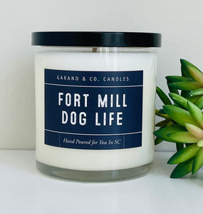 12 oz Clear Glass Jar Candle - Fort Mill Dog Life