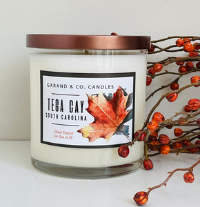 12 oz Clear Glass Jar Candle -  Tega Cay SC Fall Leaves