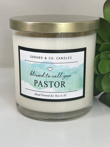 12 oz Clear Glass Jar Candle -  Blessed to Call You Pastor