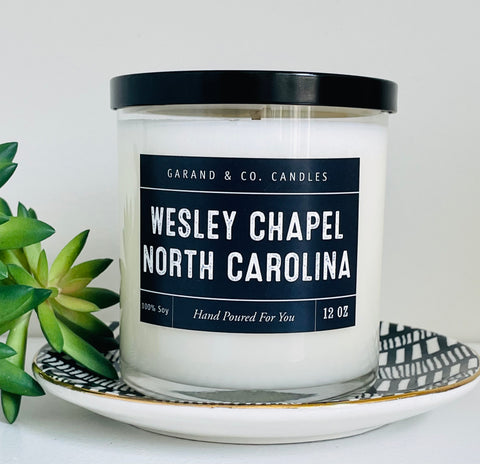 12 oz Clear Glass Jar Candle - Wesley Chapel, North Carolina
