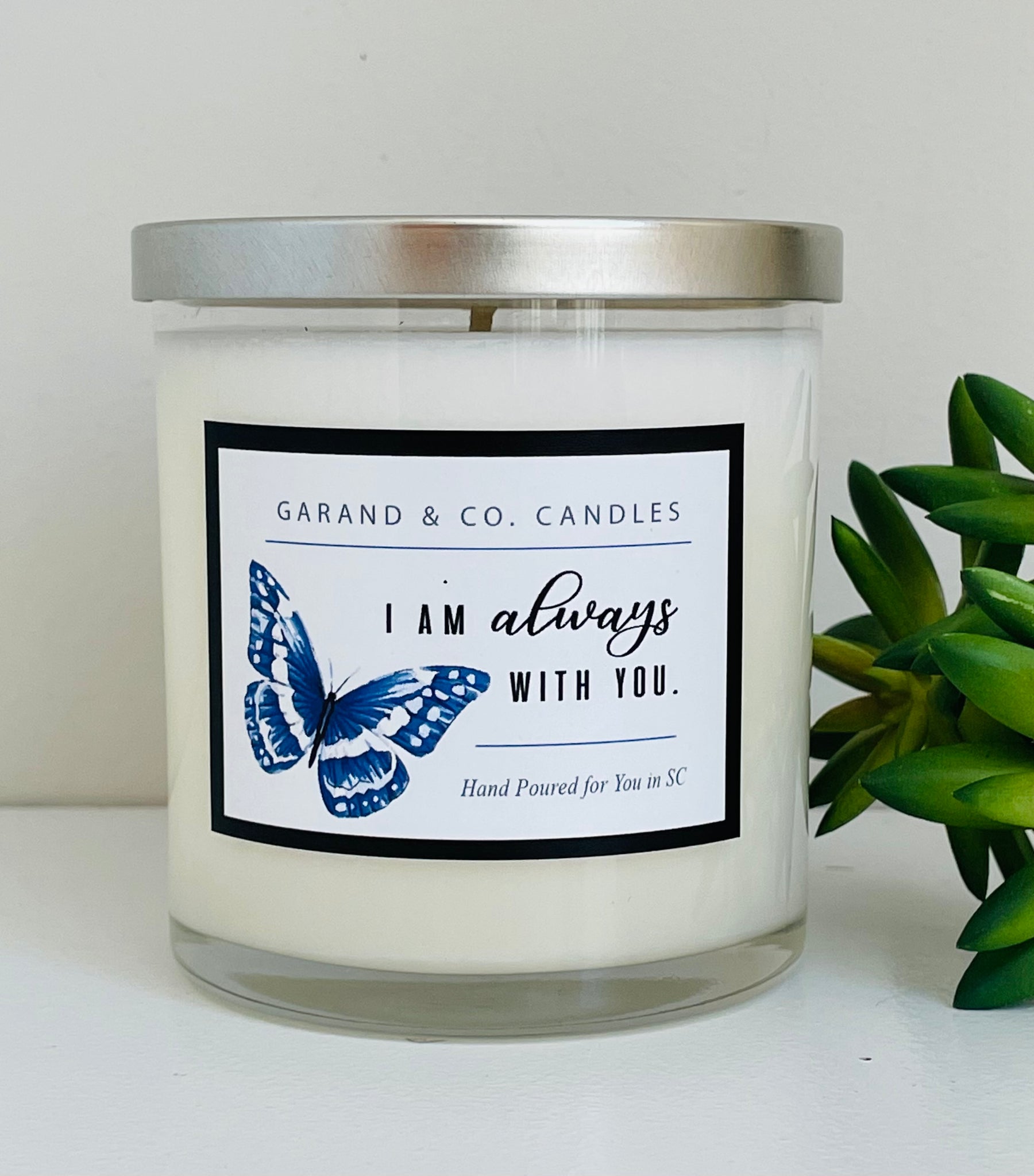 12 oz Clear Glass Jar Candle -  I Am Always With You Butterfly