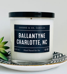 12 oz Clear Glass Jar Candle - Ballantyne Charlotte, NC