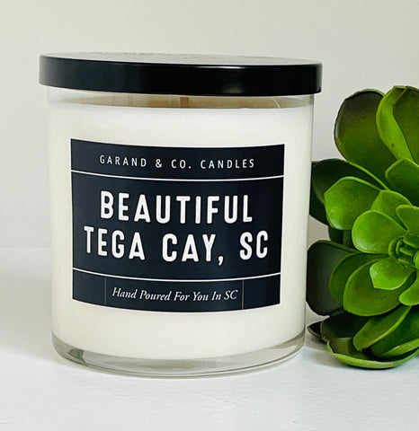 12 oz Clear Glass Jar Candle - Beautiful Tega Cay, SC