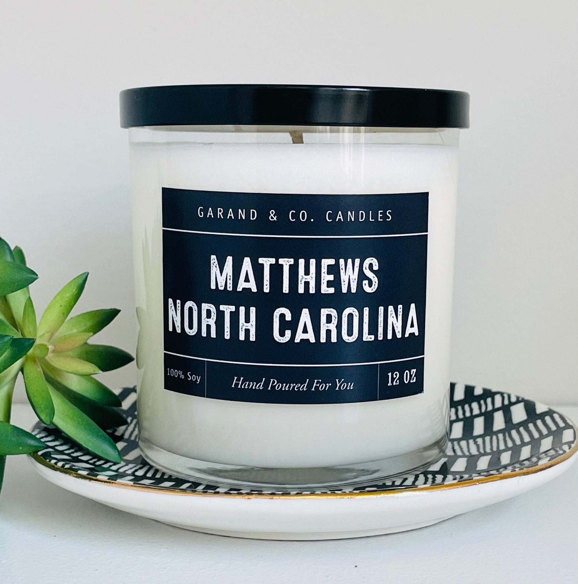 12 oz Clear Glass Jar Candle - Matthews, North Carolina
