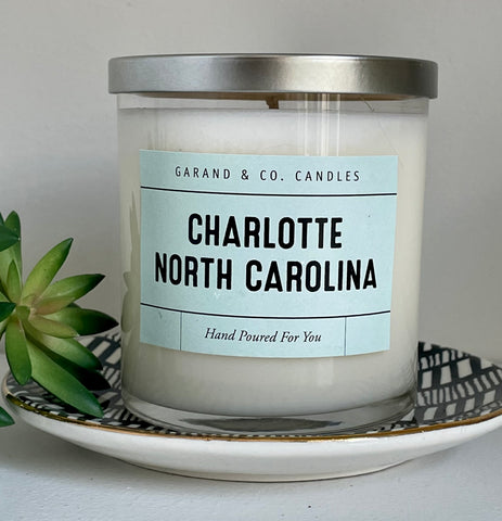 12 oz Clear Glass Jar Candle - Charlotte, NC Light Blue