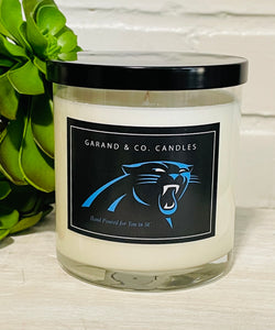 12 oz Clear Glass Jar Candle -  Carolina Panthers