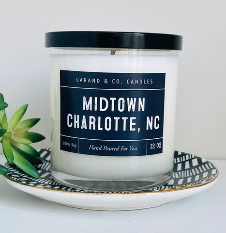 12 oz Clear Glass Jar Candle - Midtown Charlotte, NC