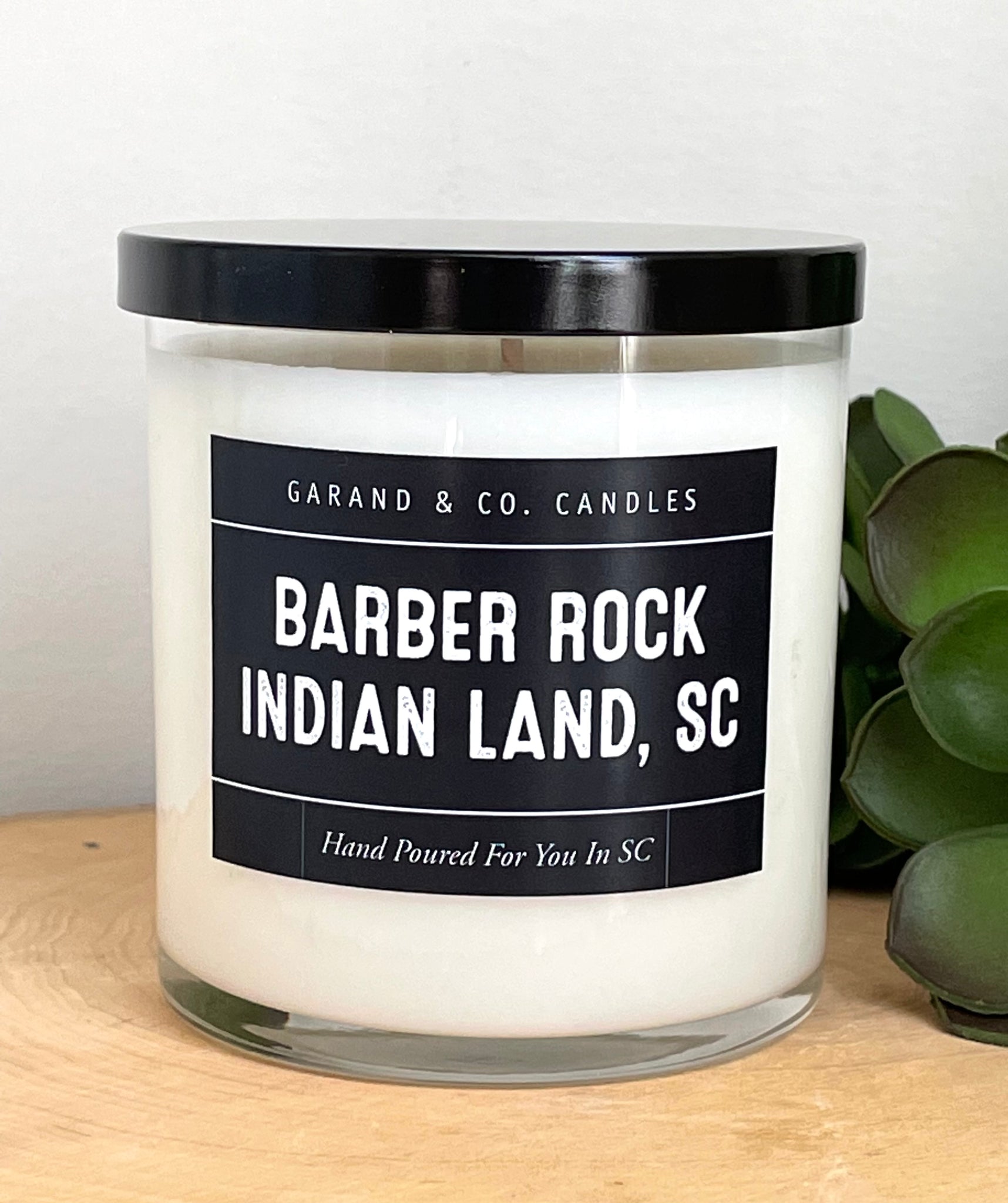12 oz Clear Glass Jar Candle - Barber Rock Indian Land, SC