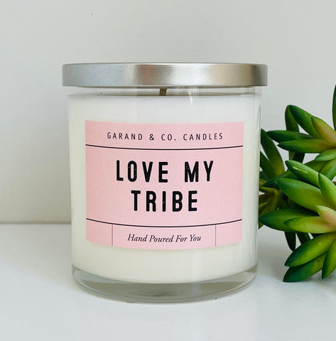 12 oz Clear Glass Jar Candle - Love My Tribe Pink
