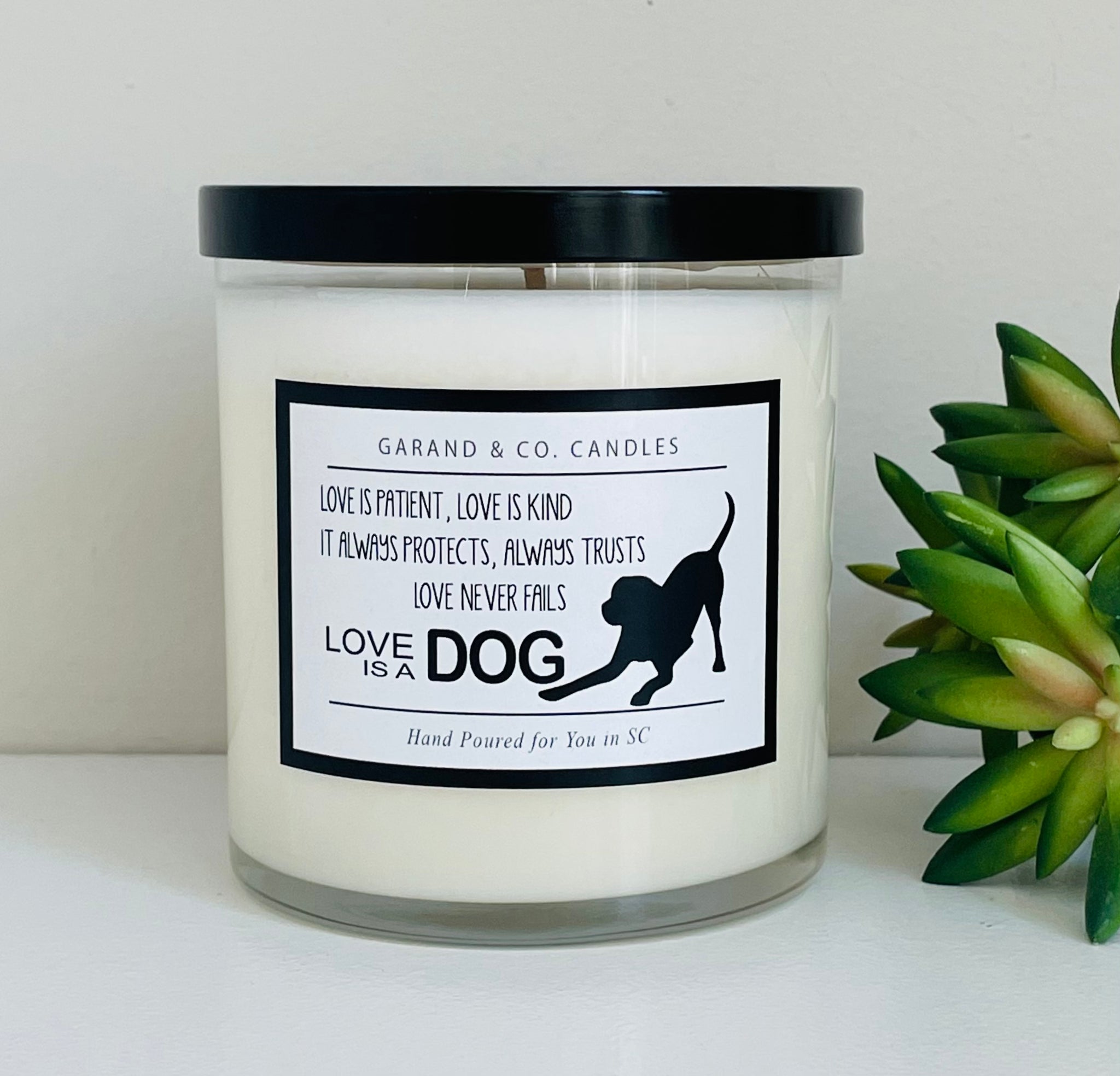 12 oz Clear Glass Jar Candle - Love is a Dog