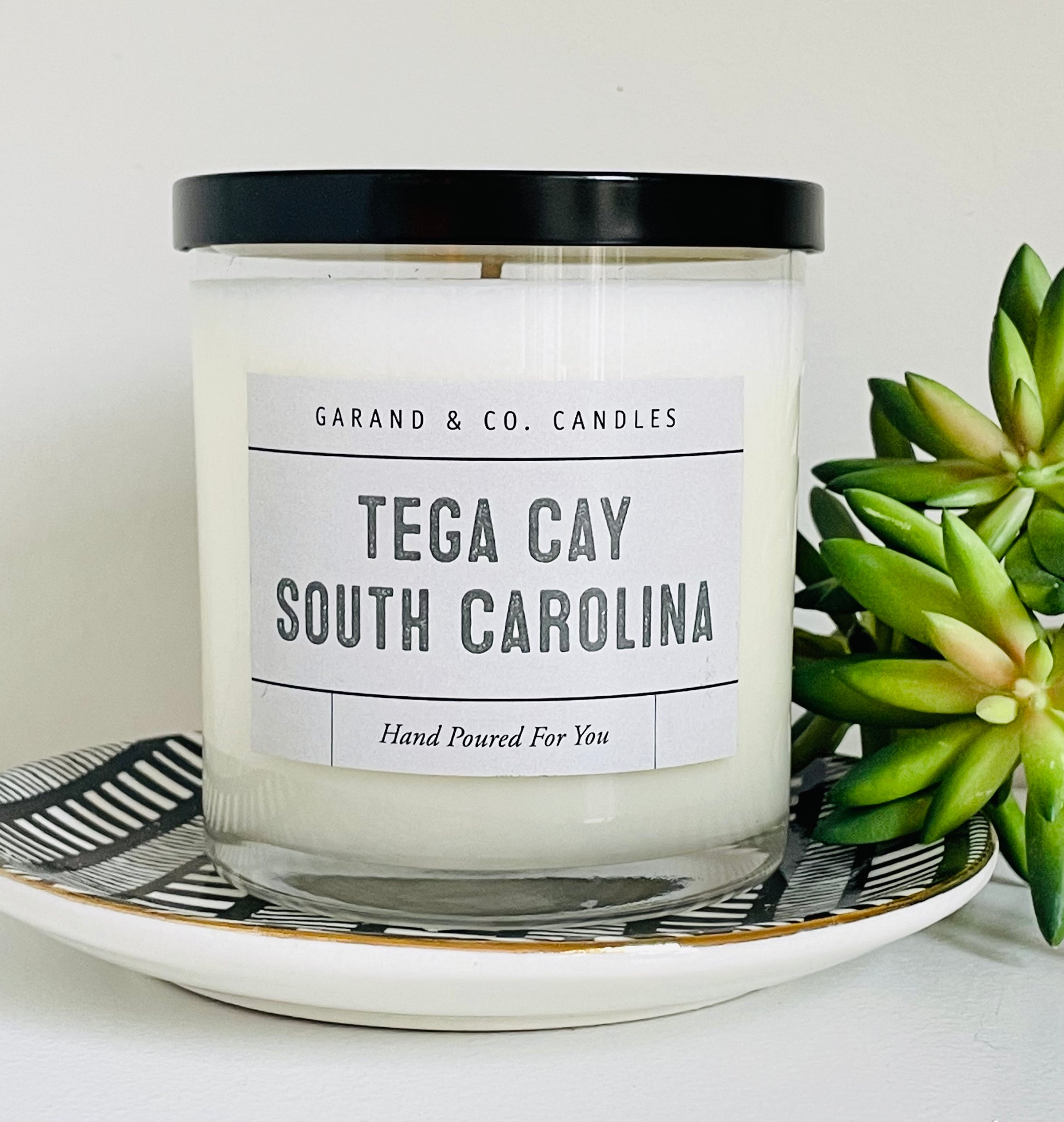 12 oz Clear Glass Jar Candle - Tega Cay, South Carolina Gray